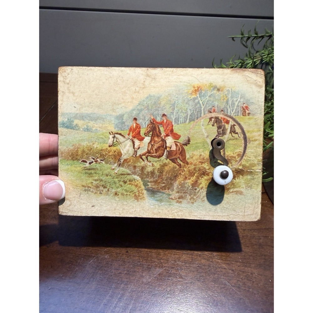 Antique C-Crank Music Box 1870s Manivelle Sur le Pont d'Avignon Equestrian Works